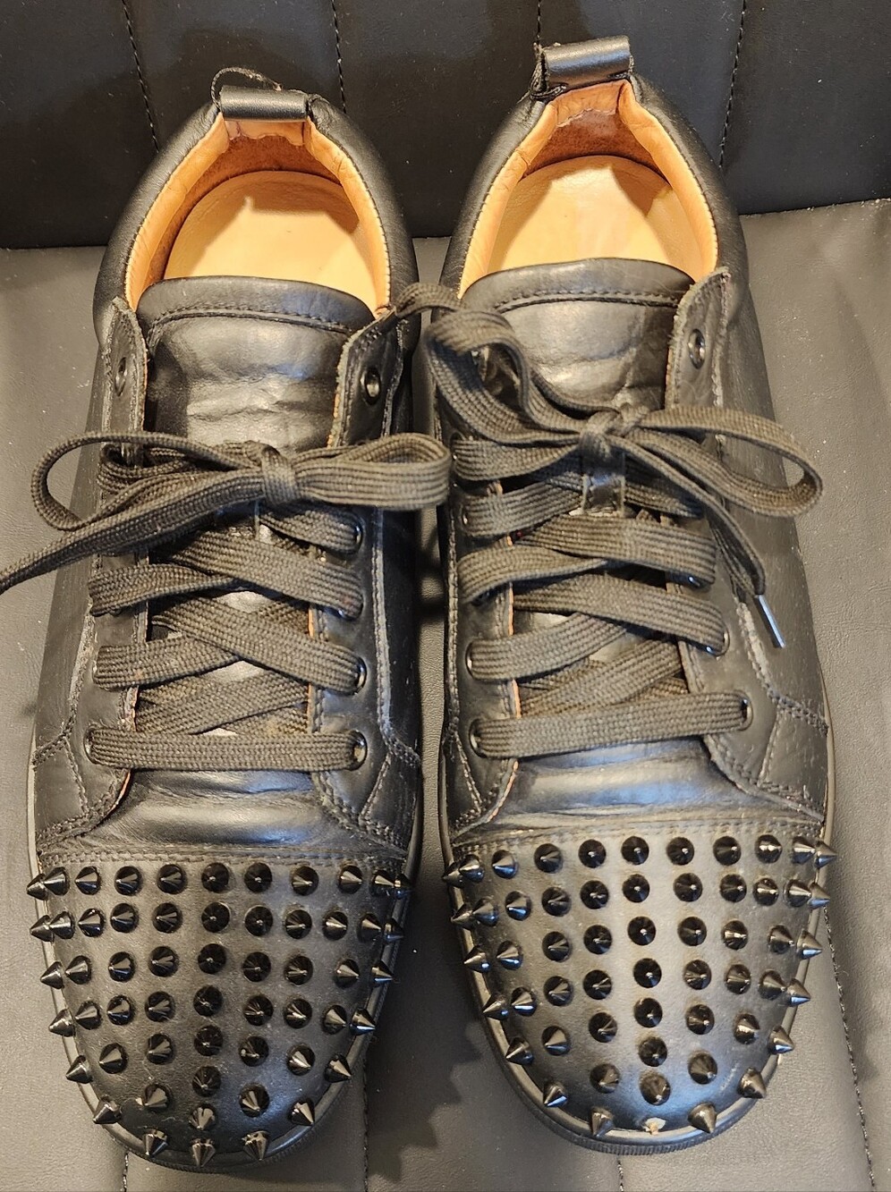 Christian Louboutin Black Studded Leather Sneakers